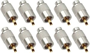 EEEkit PL259 Solder Connector Plug with Reducer for RG8X Coaxial Coax Cable (Pack of 10)
